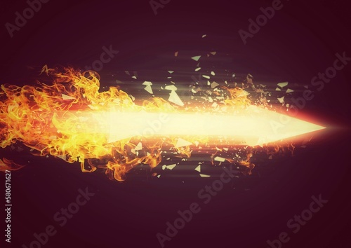 発射された3dレンダリングの燃える火炎のロケットミサイル