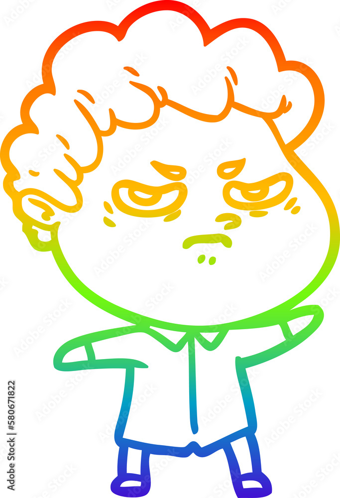 rainbow gradient line drawing cartoon angry man rainbow gradient line drawing cartoon angry man
