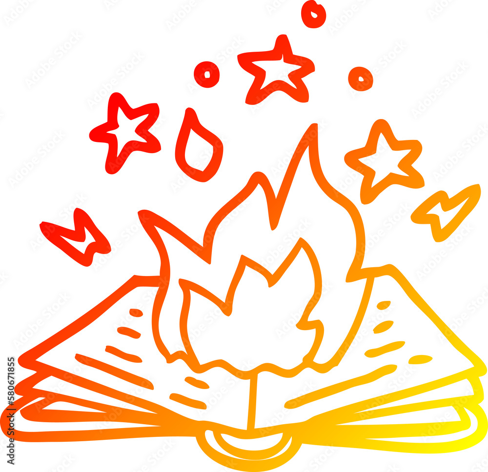 warm gradient line drawing cartoon spell book warm gradient line drawing cartoon spell book