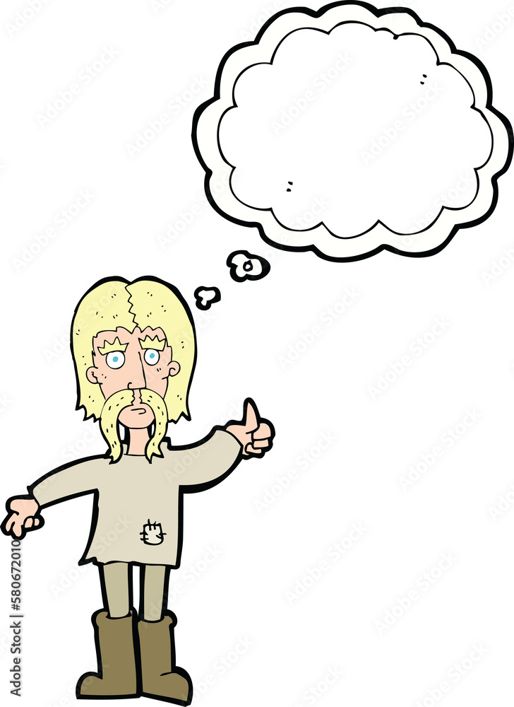 cartoon hippie man giving thumbs up symbol with thought bubble cartoon hippie man giving thumbs up symbol with thought bubble