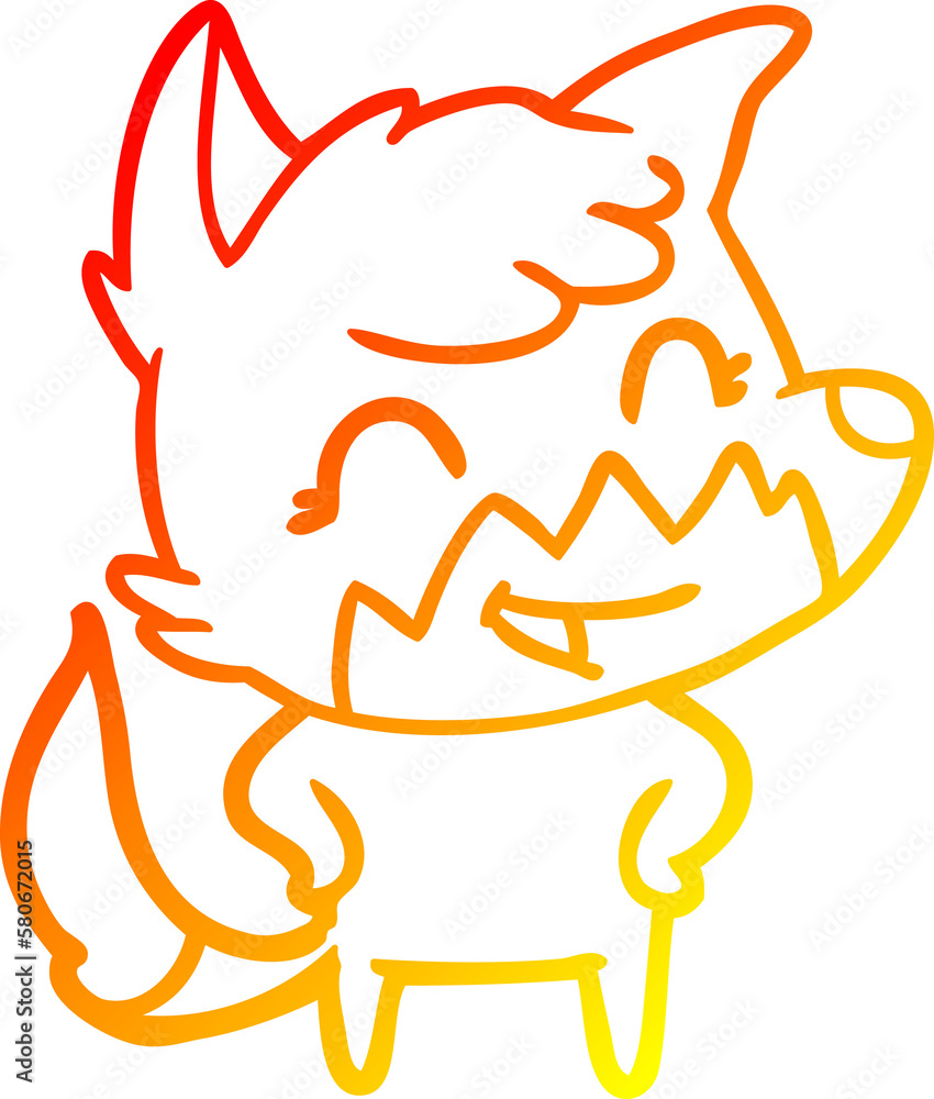 warm gradient line drawing happy cartoon fox warm gradient line drawing happy cartoon fox