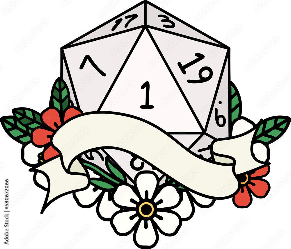 natural one d20 dice roll illustration natural one d20 dice roll illustration