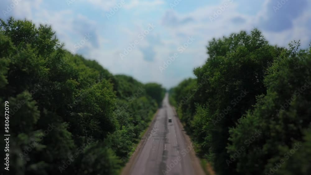 Aerial View Country Road, Tilt Shift Lens Aerial View Country Road, Tilt Shift Lens