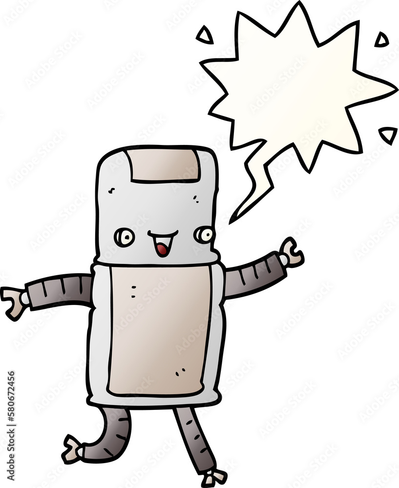 cartoon robot and speech bubble in smooth gradient style cartoon robot and speech bubble in smooth gradient style