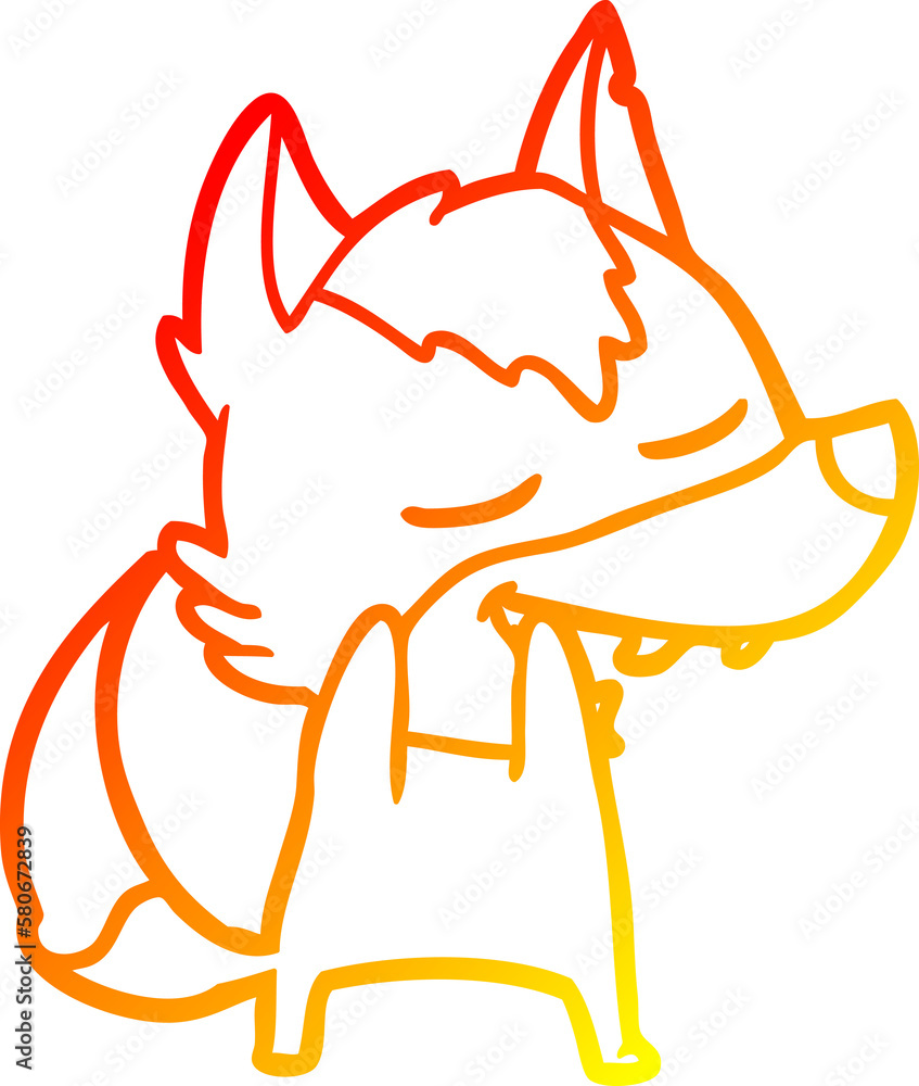 warm gradient line drawing cartoon wolf laughing warm gradient line drawing cartoon wolf laughing