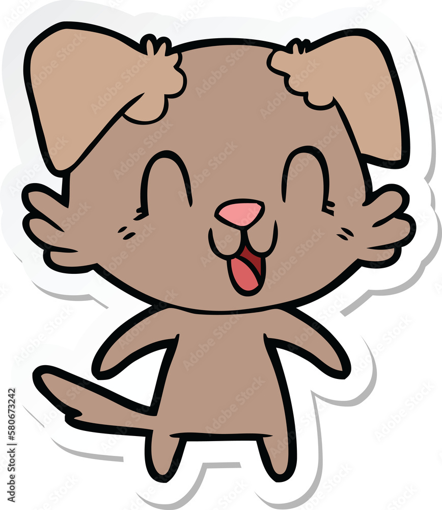 sticker of a laughing cartoon dog sticker of a laughing cartoon dog
