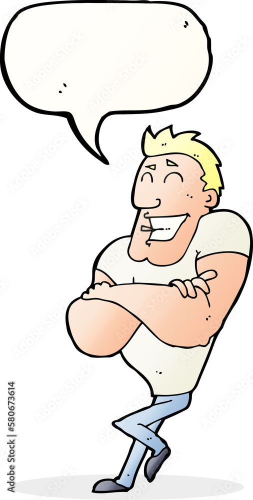 cartoon muscle guy with speech bubble cartoon muscle guy with speech bubble