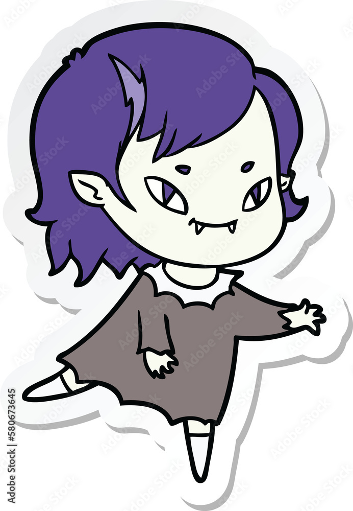 sticker of a cartoon friendly vampire girl sticker of a cartoon friendly vampire girl