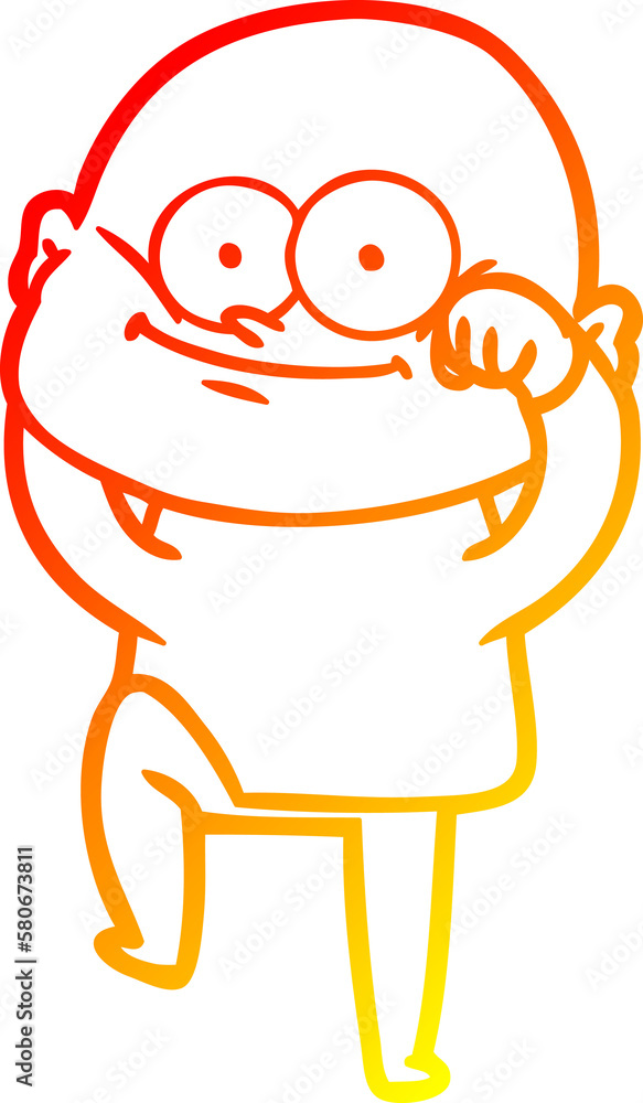 warm gradient line drawing cartoon bald man staring warm gradient line drawing cartoon bald man staring