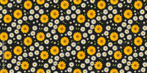 Wallpaper with seamless texture flowers daisy