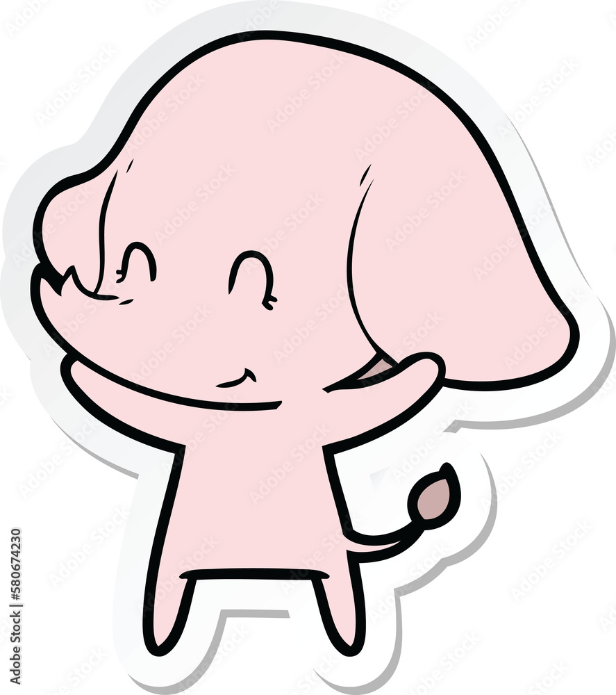 sticker of a cute cartoon elephant