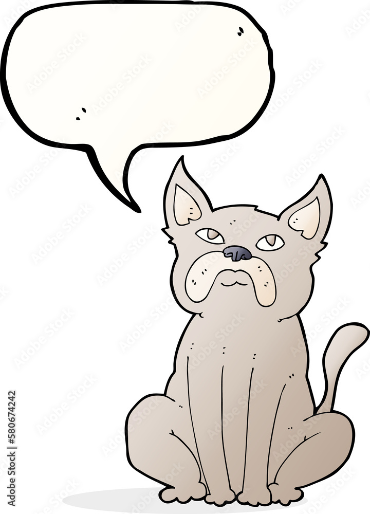 cartoon grumpy little dog with speech bubble cartoon grumpy little dog with speech bubble