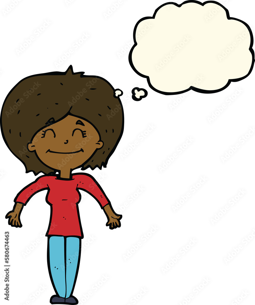 cartoon woman shrugging shoulders with thought bubble cartoon woman shrugging shoulders with thought bubble