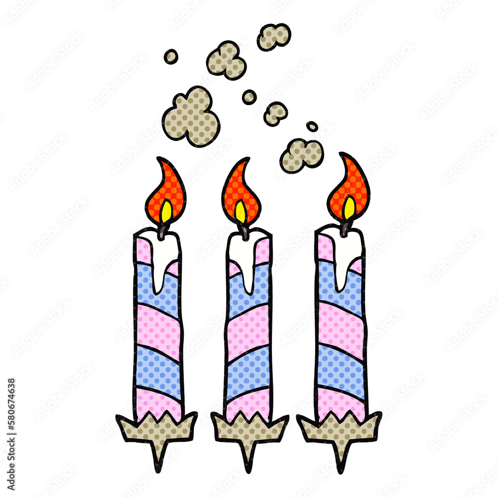 comic book style cartoon birthday cake candles comic book style cartoon birthday cake candles
