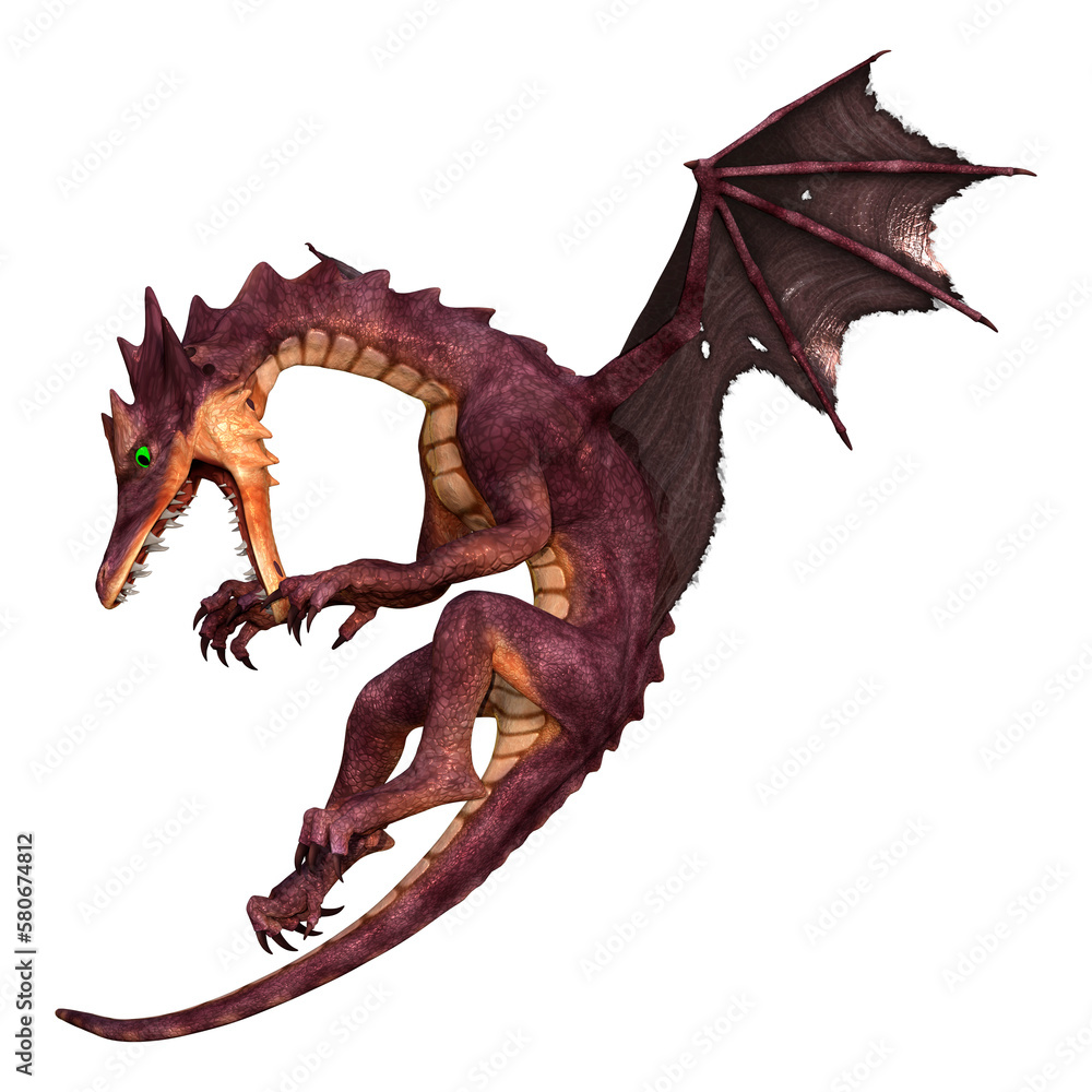 3D Rendering Fairy Tale Dragon on White 3D Rendering Fairy Tale Dragon on White