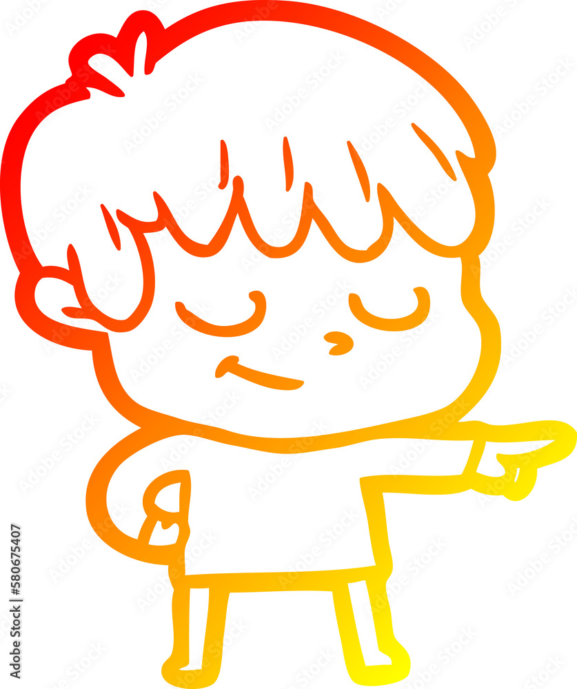 warm gradient line drawing cartoon happy boy warm gradient line drawing cartoon happy boy