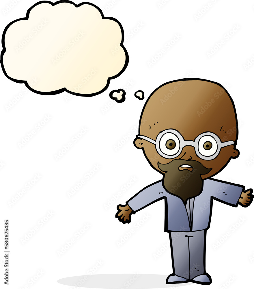 cartoon genius scientist with thought bubble cartoon genius scientist with thought bubble