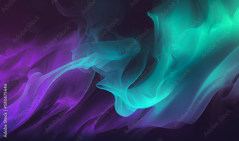 Abstract blue, mint, and purple background with interlaced smoke glitch and distortion effect. Smoky, futuristic darkness design. Soft ethereal dreamy background. Generative AI. Abstract blue, mint, and purple background with interlaced smoke glitch and distortion effect. Smoky, futuristic darkness design. Soft ethereal dreamy background. Generative AI.