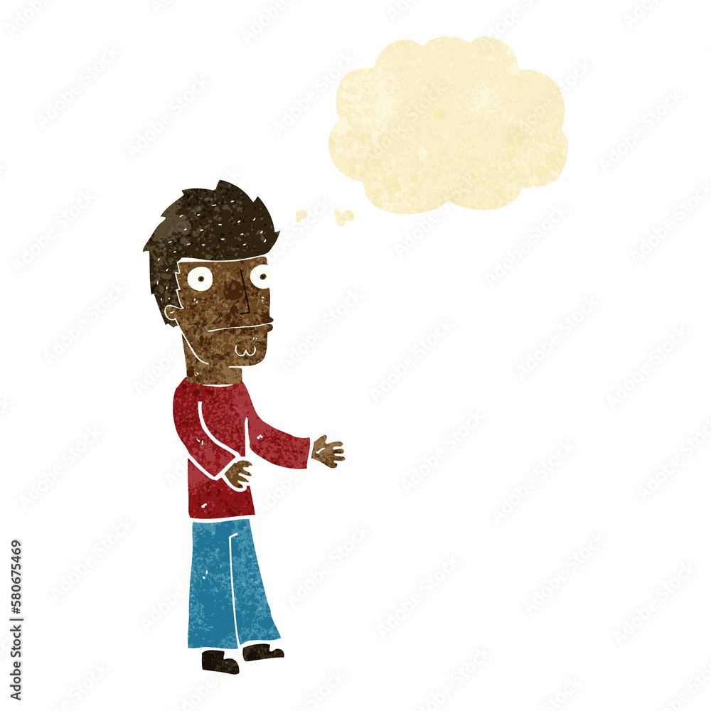 cartoon confused man with thought bubble cartoon confused man with thought bubble