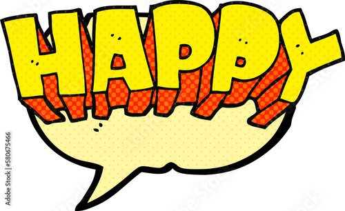 comic book speech bubble cartoon word happy