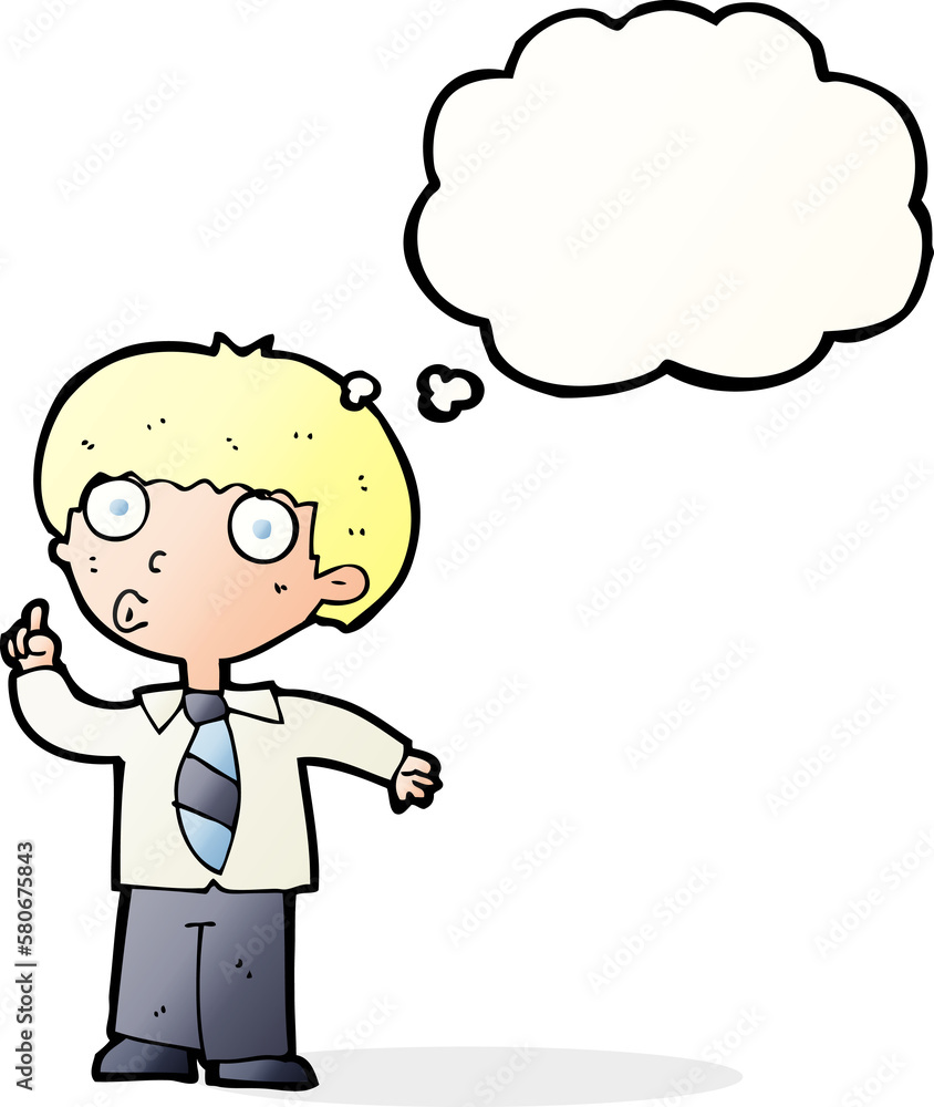 cartoon school boy with question with thought bubble cartoon school boy with question with thought bubble