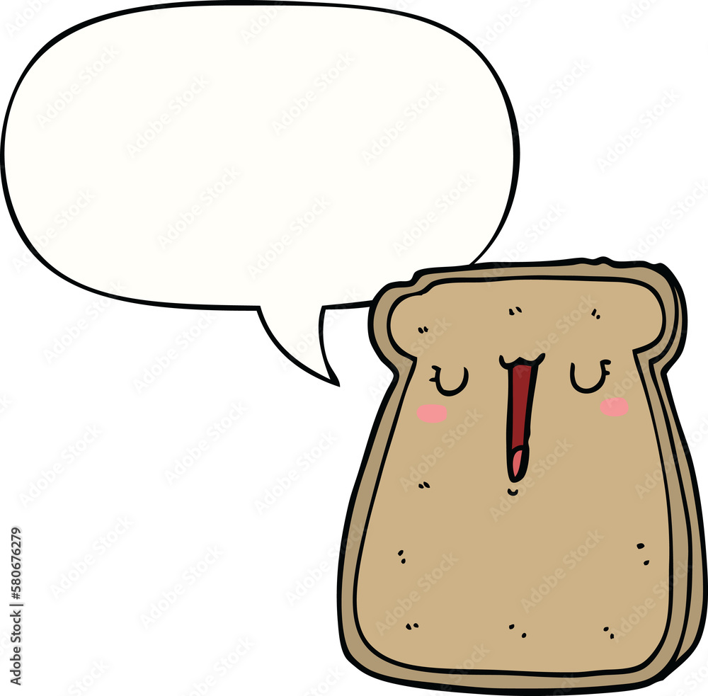 cartoon toast and speech bubble cartoon toast and speech bubble