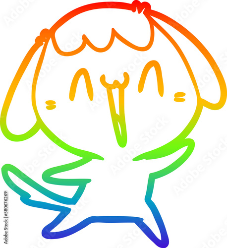 rainbow gradient line drawing cute cartoon dog