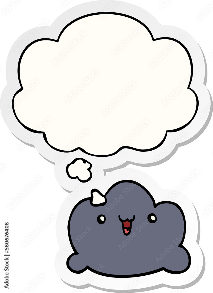 cartoon cloud and thought bubble as a printed sticker cartoon cloud and thought bubble as a printed sticker