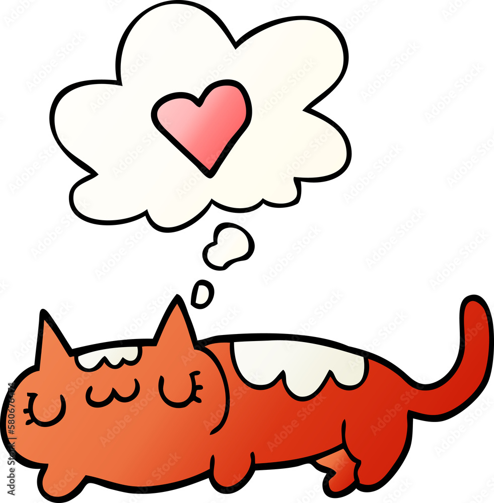 cartoon cat and thought bubble in smooth gradient style cartoon cat and thought bubble in smooth gradient style