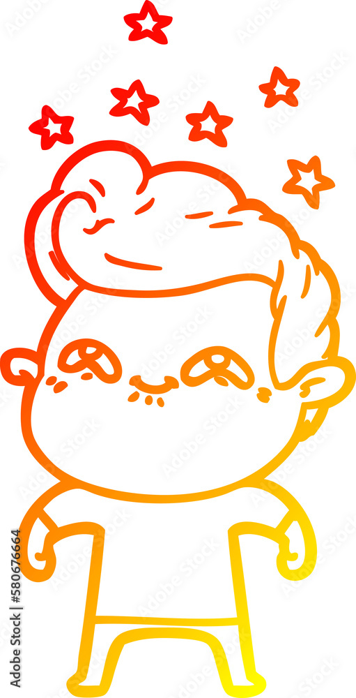 warm gradient line drawing cartoon excited man warm gradient line drawing cartoon excited man