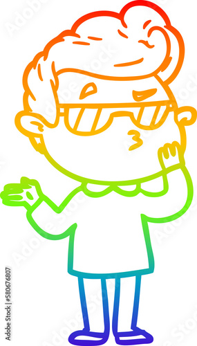 rainbow gradient line drawing cartoon cool guy