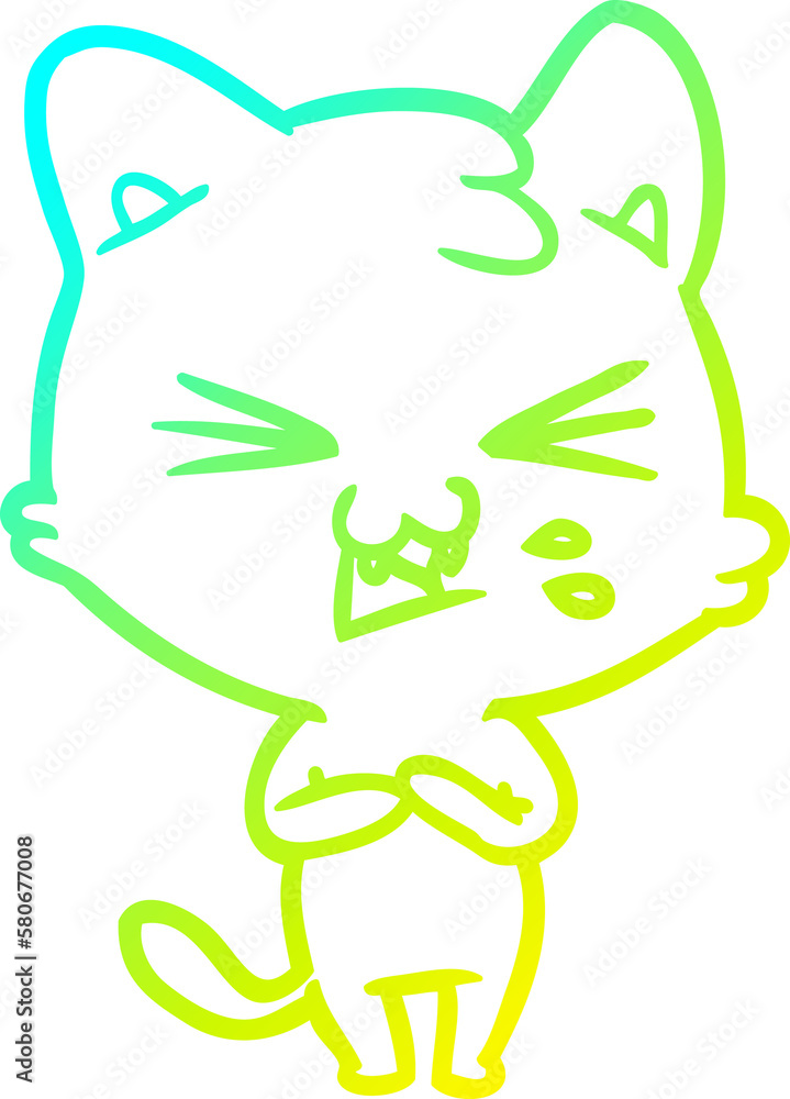 cold gradient line drawing cartoon cat hissing cold gradient line drawing cartoon cat hissing