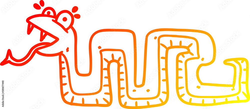 warm gradient line drawing cartoon surprised snake