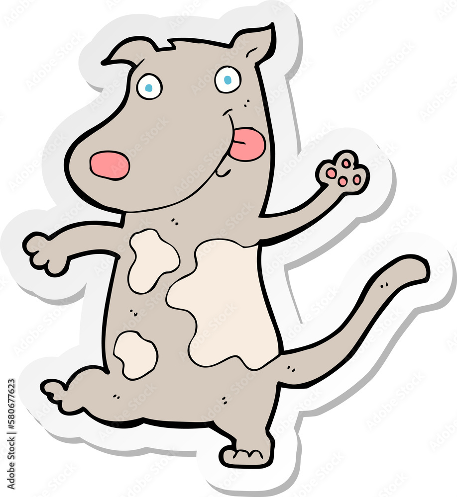 sticker of a cartoon happy dog sticker of a cartoon happy dog