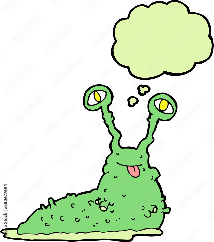 cartoon gross slug with thought bubble cartoon gross slug with thought bubble