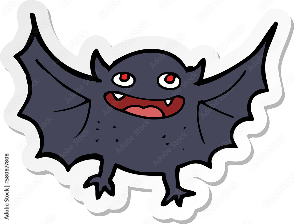 sticker of a cartoon vampire bat sticker of a cartoon vampire bat