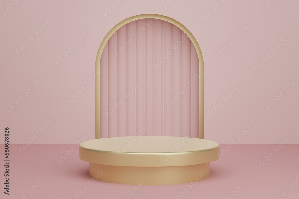 3d rendering of realistic luxury pink and gold podium, product stage minimal style, geometry circular podium mock up for product 3d rendering of realistic luxury pink and gold podium, product stage minimal style, geometry circular podium mock up for product