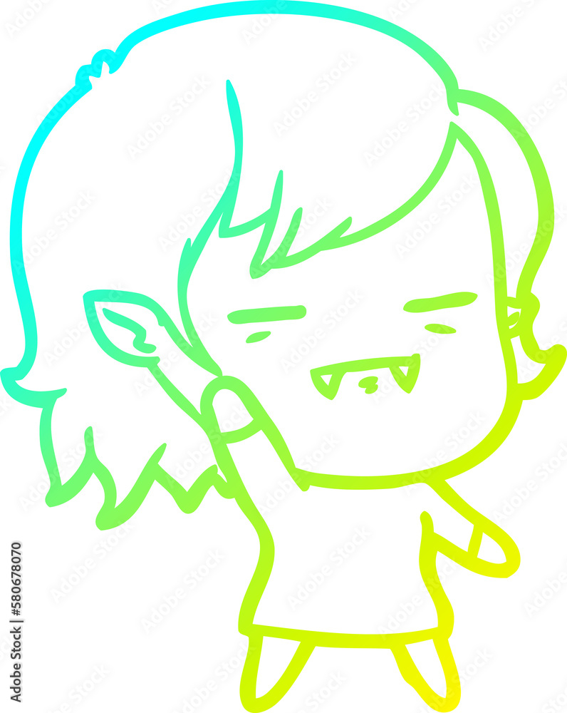 cold gradient line drawing cartoon undead vampire girl cold gradient line drawing cartoon undead vampire girl