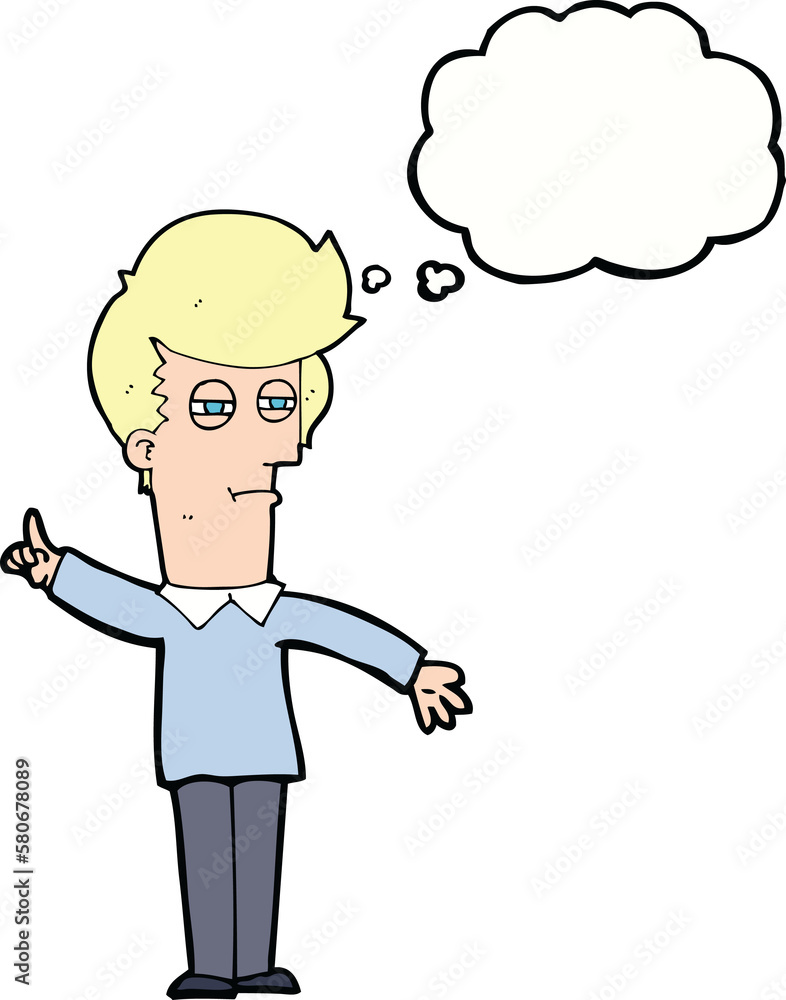 cartoon man narrowing eyes with thought bubble cartoon man narrowing eyes with thought bubble