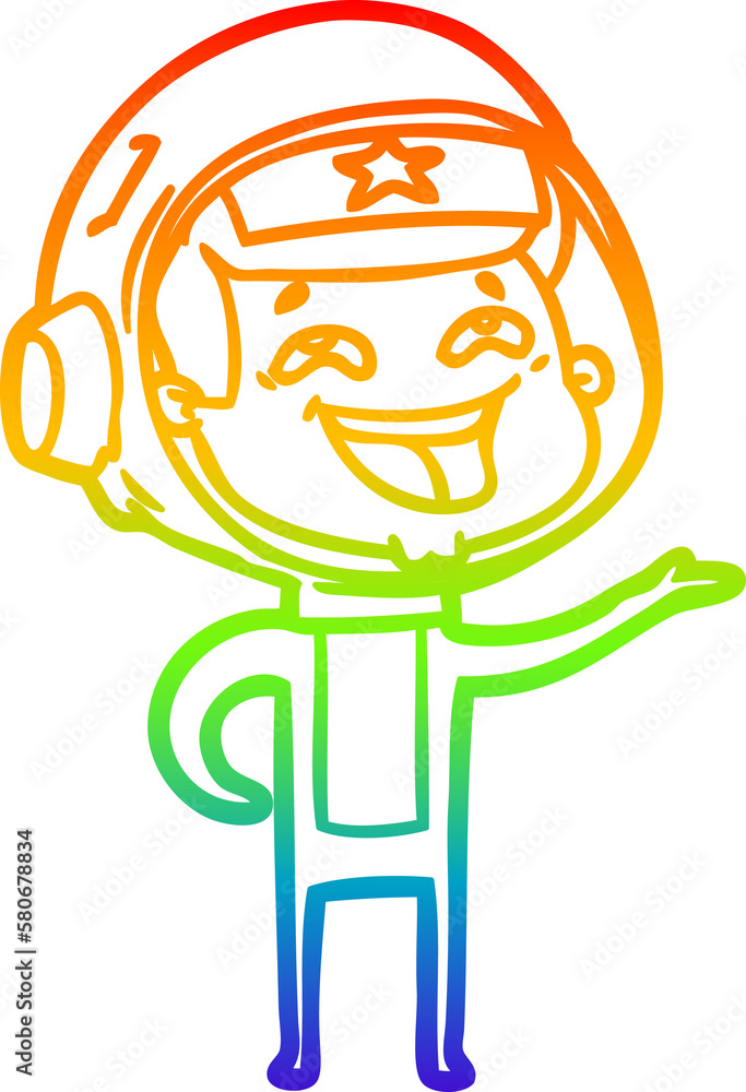 rainbow gradient line drawing cartoon laughing astronaut rainbow gradient line drawing cartoon laughing astronaut