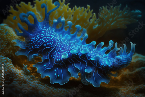 Blue Dragon Nudibranch. Generative AI