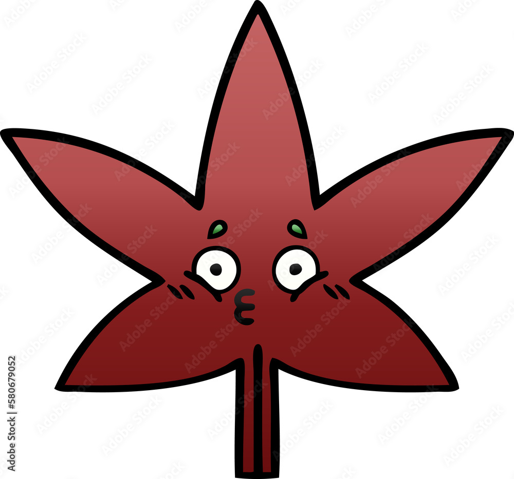 gradient shaded cartoon autumnal leaf gradient shaded cartoon autumnal leaf