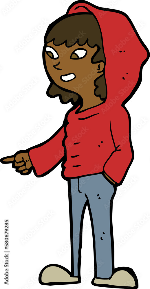 cartoon pointing teenager