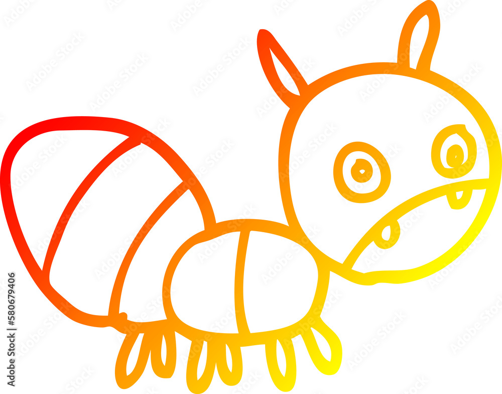 Obraz premium warm gradient line drawing cartoon anxious ant