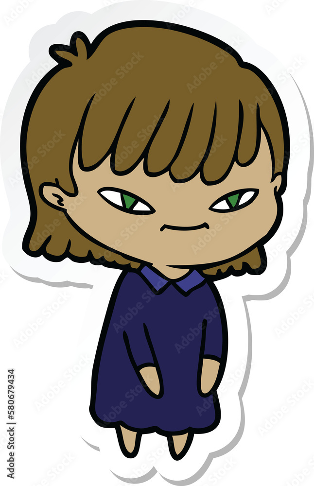 sticker of a cartoon woman sticker of a cartoon woman
