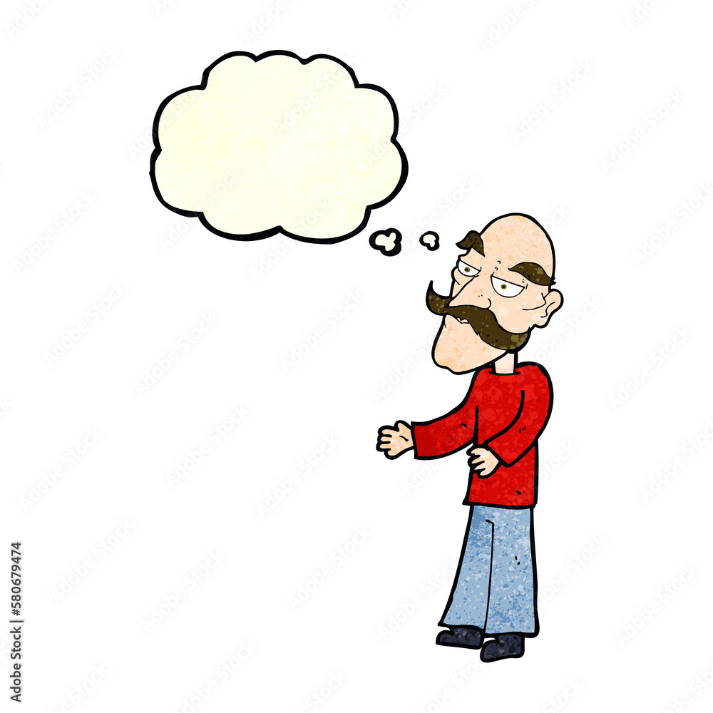 cartoon old man with mustache with thought bubble cartoon old man with mustache with thought bubble