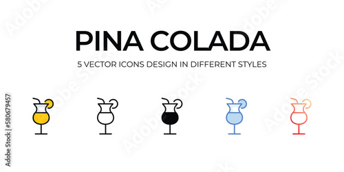 pina colada icons set vector illustration. vector stock,