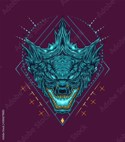 huge lizard monster illustrated with spitting blue flames