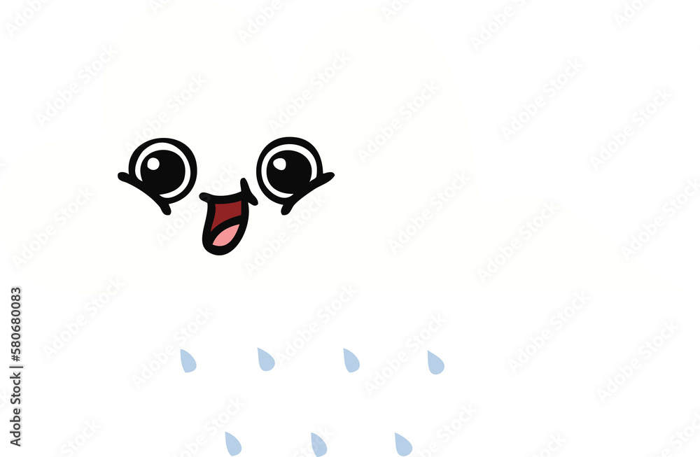 Fototapeta premium flat color retro cartoon rain cloud