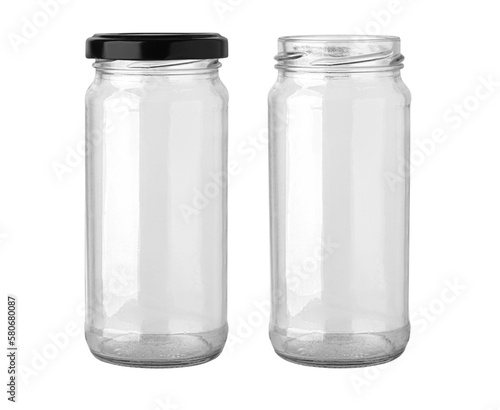 Close empty glass jar for food and canned food